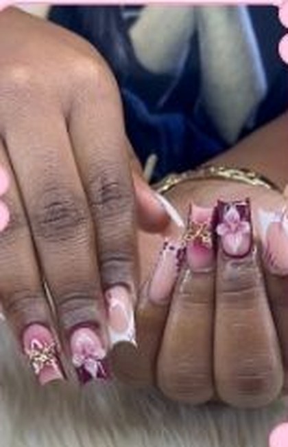 Pink floral acrylic set